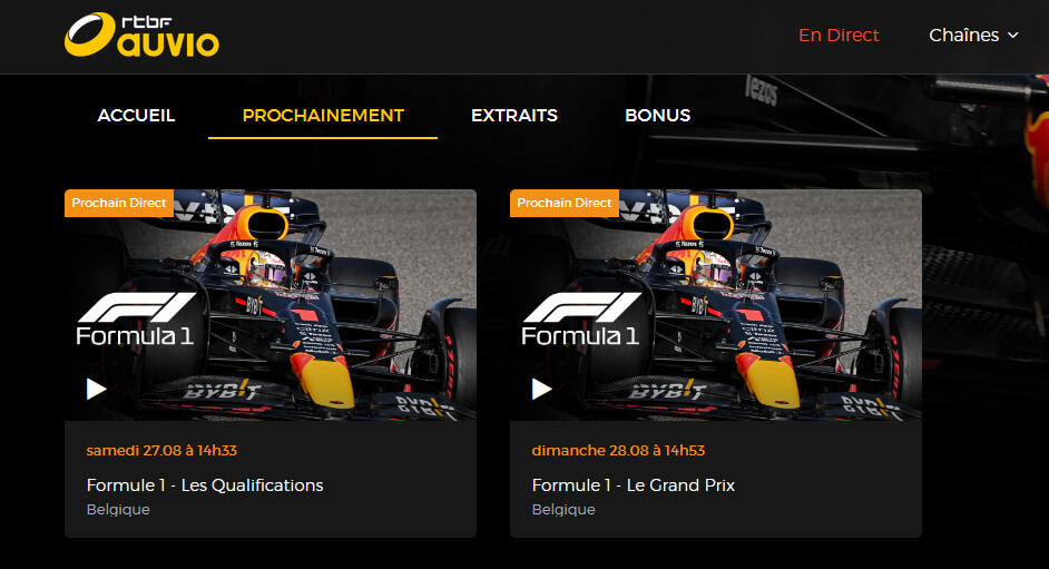 Programme TV F1 GP Belgique
